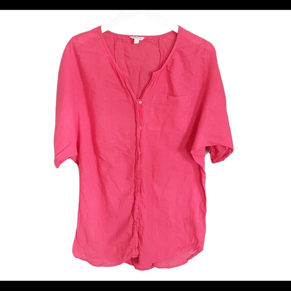 MONSOON Rawnie Beach Shirt/Coverup With Button Front & Pocket Coral Pink Small - Picture 3 of 9